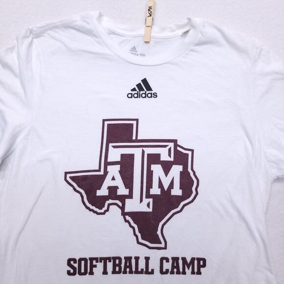 Adidas Amplifier Tee Texas A&M Pullover Casual Graphic T-Shirt Mens Size M White - Picture 1 of 9